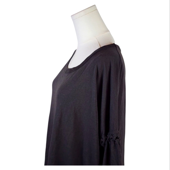 Chaser Gray Long Sleeve Top NWT Braided Sleeve Boho Scoop Neck Loungewear - Picture 3 of 11